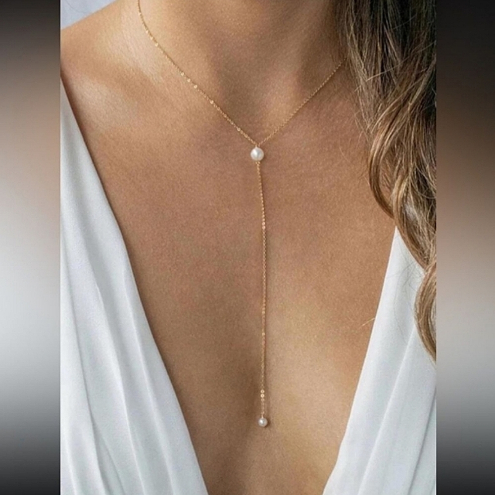 Anthropologie Pearl Drop Y-Necklace